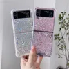 Obudowy telefonu komórkowego dla Samsung Galaxy Z Flip 4 3 5G F7110 F7070 Unikalne brokat Bling Telefon Cover L230731