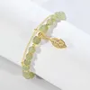 Braccialetti con ciondoli VENTFILLE Color oro per le donne Bracciale in giada di Hetian Foglie Gioielli a doppio strato Regali per ragazze Goccia 230802