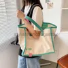 Totes Fashion brand with canvas bags in the same contrasting color women's handbags Korean art canvas shopping bags shoulder bagsstylishhandbagsstore