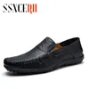 Zapatos de vestir Marca Verano Cuero genuino Hombres Mocasines Agujero Suave Transpirable Hombre Mocasines Pisos Casual Barco Conductor Calzado Conducción 230801