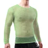 Men s Tank Tops Mens Transparent Sexy Mesh T Shirts See Through Fishnet Long Sleeve Muscle Undershirts Nightclub Party Perform Tees Clothes 230802