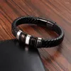 Bracelets porte-bonheur Design incurvé de luxe accessoires en acier inoxydable bouton magnétique tresse Bracelet en cuir multicouche pour hommes bijoux Punk