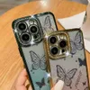 Étuis de téléphone portable Bling Diamond Gradient Butterfly Case pour iPhone 14 Pro 14 Plus 11 12 13 Pro Max Couverture galvanisée souple pour iPhone 12 Pro Max L230731