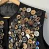 Chalecos para hombre botón hecho a mano diseño decorativo hermoso chaleco sin mangas elegante alta calidad 2024 elegante chaleco de calle