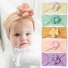 Hair Accessories Born Baby Headwear Kids Toddler Infant Boys Girls Stretch Headband Solid Color Cute Flower Knotted Hairband