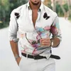 Camisas casuais masculinas Camisa de manga comprida masculina Flores | Coleira Borboleta - 2023