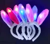 LED Bunny Ears Headband Light Up Lampeggiante Fluffy Rabbit Ear Fasce Paillettes Copricapo Costume Cosplay Fascia per capelli Donna Halloween Natale Regali di Pasqua C238