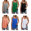 Women's Tanks 2023 Casual Summer Shirts Pleated Petals Round Neck Keyhole Loose Tops Camisole