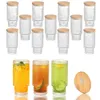 リブ付きガラス製品11オンスのヴィンテージ飲料メガネスタック可能なハイボール折り紙ガラスカップロマンチックな水飲料飲料飲料カップ、ジュース、ビールセット4