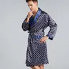 Men s Robes Luxury Silky Satin Kimono Robe 5XL Long Sleeve Sleepwear Bathrobe Oversized Nightgown Summer Home Clothes 230802