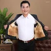 Men's Vests 2023 Men Autumn Winter Fashion Middle-aged Wool Vest Pockets Thick Warm Waistcoat Male Fleece Sleeveless Jackets D382