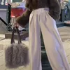 Sacs polochons hiver luxe sac en peluche femmes doux et confortable plage fourrure de mouton paille grande capacité sac à main décontracté