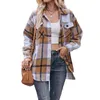 Kvinnorjackor Kvinnor S 2023 Autumn Winter Plaid flanellknapp ner skjortor - STYLIG överdimensionerade pojkvän Fit Tops för en trendig look