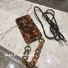 حالات الهاتف الخلوي Amber Leopard Crossbody Lanyard Marble Chain Case for iPhone 13 Pro Max 12 Mini 11 Pro Max XR X XS Max 7 8 Plus SE 2020 L230731