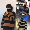 Kobiety swetry jesień/zima męski sweter gęsty hedging pasiaste pullover koreańskie preppy luźne modne strej streetwear