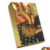 Party Favor Trump Waterproof Gold Sier Playing Cards Poker Game Plastic Drop Delivery Home Garden Festive Supplies Event Dhodu