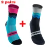 Sports Socks 2Pairs Professional Cycling Breattable Road Bicycle Men Women Outdoor Racing E Compression för 230801