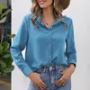 Chemisiers pour femmes chemises en Satin boutonnées à manches longues revers col en V travail décontracté refroidissement respirant mince Blusa Mujer Moda 2023