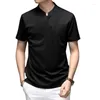 Men's T Shirts Design Men Black T-shirt Summer Natural Silk Cool Soft Fashion Stage Model Wear Male Chic Short Sleeve Luxury Tops Tees