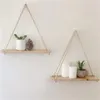 Decoratieve platen Eenvoudige stijl Houten schommel Hangend touw Wandmontage Drijvende plank Plant Bloempot Binnen en buiten Decoratie Design