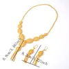 Wedding Jewelry Sets Arabic Dubai Set for Women Summer Cooper Earrings Ethiopian African Chain Gold Color Necklace Bridal Gift 230801