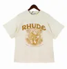 2023 Summer RH Designers Rhude T Shirts For Mens Womans Topps Letter Polos Shirt Embrodery Clothing Short Sleeved Large Plus Size Tees