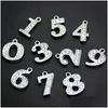 Hundtagg-ID-kort 0-9 Rhinestone Number Tag Armband Halsband DIY Pendant Tillbehör smycken Sier Color Numbers Crystal Rhinestones Pen Dhart