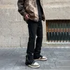 Mäns jeans svarta mager män high street zip wide ben vaqueros mode casual smal y2k byxor streetwear punk sommar fit denim byxor