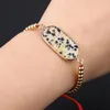 Charm Armband Natural Stone Bead Rectangle 18K Plating Gold Color Agates Armband For Women Jewerly Gift 16-22cm