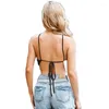 Dames Tanks Sexy Mode Gebreide Solid Tank Tops Open Back Strap Witte Top Vrouw Halter Y2k Koreaanse Kleding