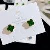 Fashion Vintage Four Leaf Clover Stud earrings designers earrings 18K Gold Plated Agate Gifts for girlfriends on Valentine's Day