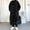 Herrgravrocksjackor 2023 Spring Single Breasted Medium Long Hooded Coat Manlig fast färg Vindbrytare Plus Size B119