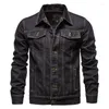 Vestes pour hommes coton revers veste en jean hommes décontracté couleur unie Streetwear haute qualité jean automne coupe ajustée