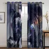 Rideau noir 3D magique médiéval fantaisie Dragon 2 pièces rideaux de fenêtre minces pour salon chambre drapé décoration