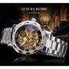 Wristwatches Winner Transparent Fashion Diamond Luminous Gear Movement Royal Design Men Top Brand Luxury Male Mechanical Skeleton Wrist Watch 230802