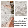 Bedding Sets Nordic Style Embroidery Floral Duvet Cover Bed Sheet And Pillowcase AB Side Quilt Weave For All Seasons