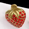 Dames Strawberry Ruby Dangle Oorbellen 18K Vergulde Diamond Crystal Heart Love Eardrops Vintage Leuke Klassieke Sieraden