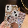 Mobiltelefonfodral Luxury Glitter Diamond Rhinestone Vanity Mirror Phone Case för iPhone 14 13 12 11 Pro Max X Xs XR 7 8 Plus Silicone Bling Cover L230731