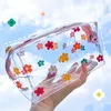 Pencil Bags Big Waterproof Transparent Case PVC Stationery Gift Girls Students Bag Kawaii Makeup Cosmetic Travel 230802