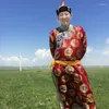 Vêtements ethniques Mongolie Tribu Costume Minorité Hommes Mongole Longue Robe Scène Performance Adulte Quotidien Homme