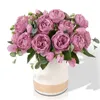 Flores Decorativas 5 Cabeças Rosas Decorações Artificiais para Casa Pografia Adereços Manual Faça Você Mesmo Flor Falsa Decoração de Casamento Rosa