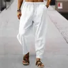 Pantalon homme mode printemps automne 15 couleurs rayure coton lin couleur unie décontracté Streetwear S-3XL