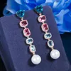 Boucles d'oreilles à tige mode tendance Style Long perle gland gouttes d'eau couleur dégradé bijoux femmes tout match cadeau romantique