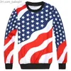 مسارات الرجال 2017 New Fashion Men/Women American Flag Print Tracksuits Crewneck Sweatshirt+Pants 2PCS Pullovers مجموعة بالإضافة إلى S-XXL R2393 T230802