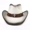 Western Straw Cowboy Şapka Kafe Kemeri Unisex Sprey Boya Kovucu Kız Şapkası Pembe Geniş Kötü Güneş Şapk Panama Cap Sombrero Para Mujer
