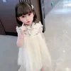 Abiti da ragazza Vestito da estate per ragazze 2023 Manica volante per bambini Cheongsam Stile cinese Hanfu Gonna di garza Vestidos Robe