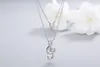 Japan and South Korea 925S silver minority music symbol double pendant inlaid with diamond pendant collarbone necklace female