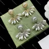 Kvinnor Pearl Rhinestone Eartrop Designer Lady Hoop Earrings Interlocking Letter Stud med presentförpackning