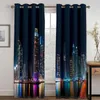 Tenda Personalizzata York Night Landscape City Bridge Building Tende per finestre sottili per soggiorno Camera da letto Decor 2 pezzi