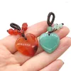 Collares pendientes Piedra natural Ágata Jade Ópalo Llavero Encantos Colgantes en forma de corazón Para mujer Satchel Dulce Suerte Llavero Regalo de la joyería